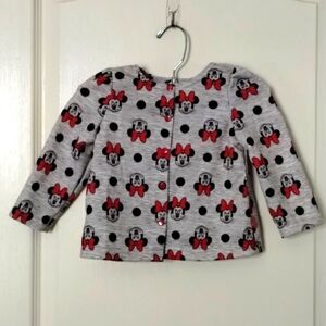 Disney baby Minnie Mouse printed snap down fleece top 6/9 months NWOT